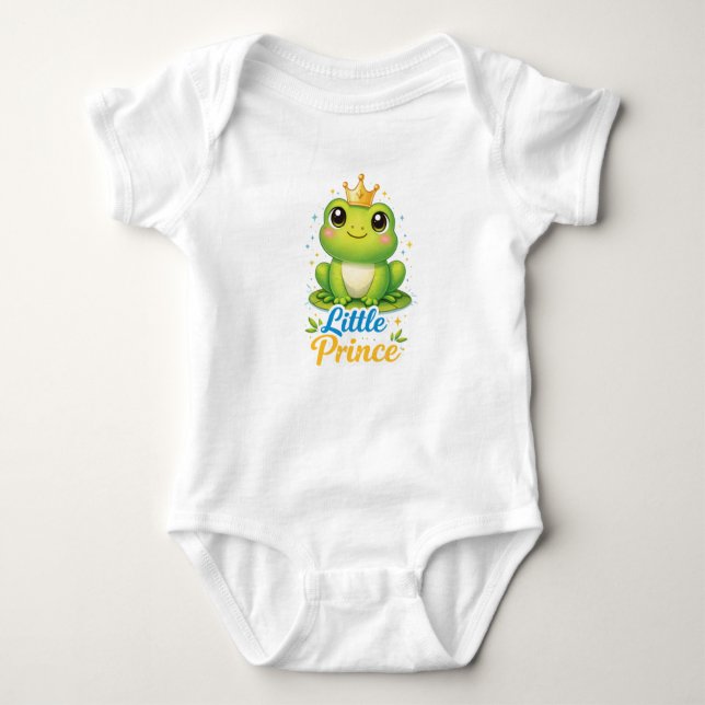 Body Para Bebê Little Prince Baby Bodysuit – Cute Frog King Desig (Frente)