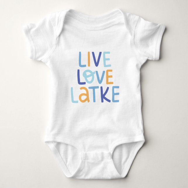 Body Para Bebê Live Love Latke Hanukkah Design (Frente)