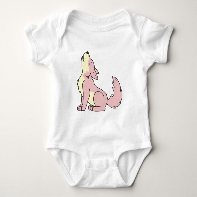 Body Para Bebê Lobo do rosa de bebê do urro (Frente)
