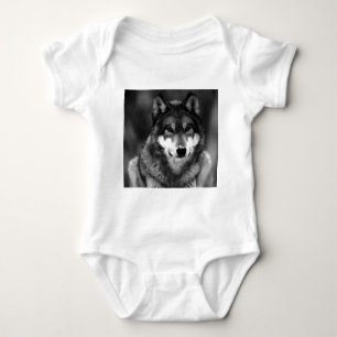 Body Para Bebê Lobo Negro e Branco
