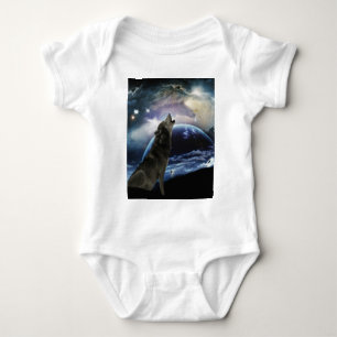 Body Para Bebê Lobo que urra na lua