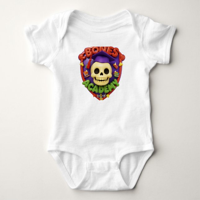 Body Para Bebê Logotipo da Academia de Ossos (Frente)