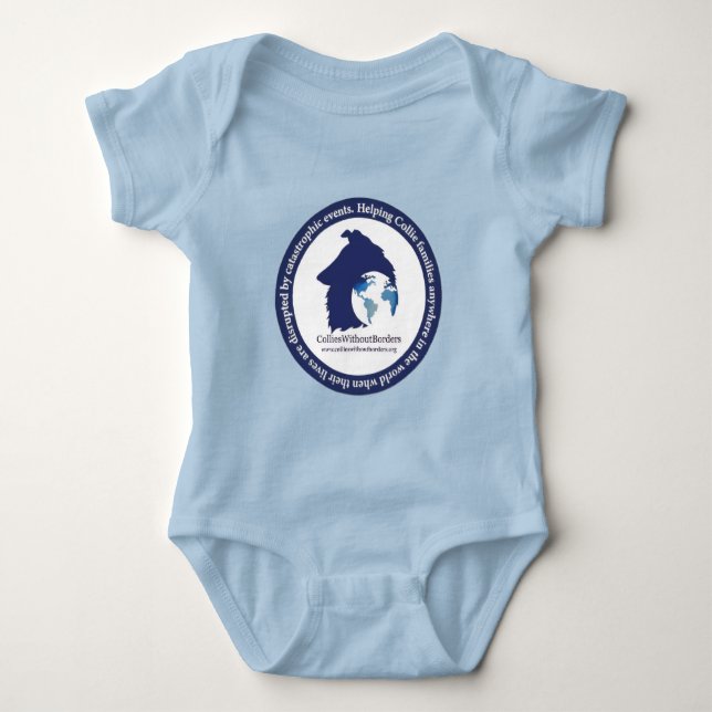 Body Para Bebê logotipo da ColliesWithoutBorders (Frente)