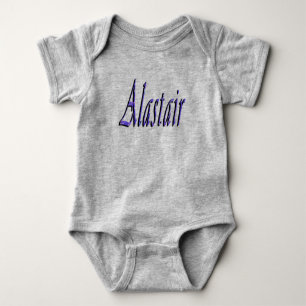 Body Para Bebê Logotipo do Nome Alastair Azul,