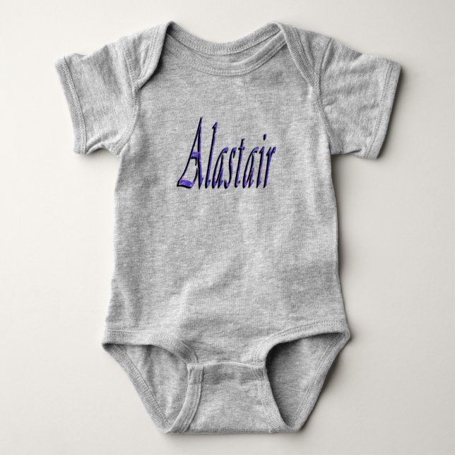 Body Para Bebê Logotipo do Nome Alastair Azul, (Frente)