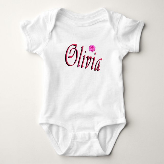 Body Para Bebê Logotipo do Nome Olivia, Bodysuit de Bebê (Frente)