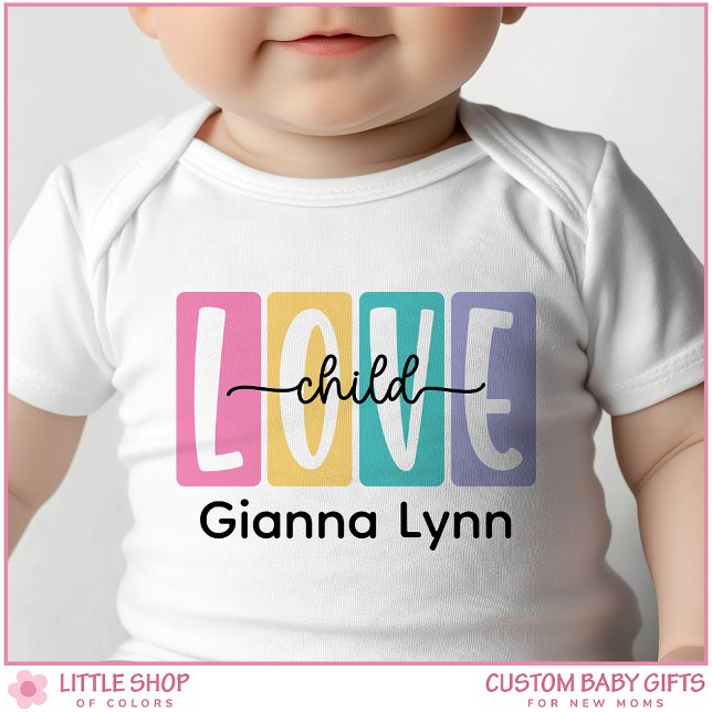 Body Para Bebê Love Child Customizable Name Girl's (Criador carregado)