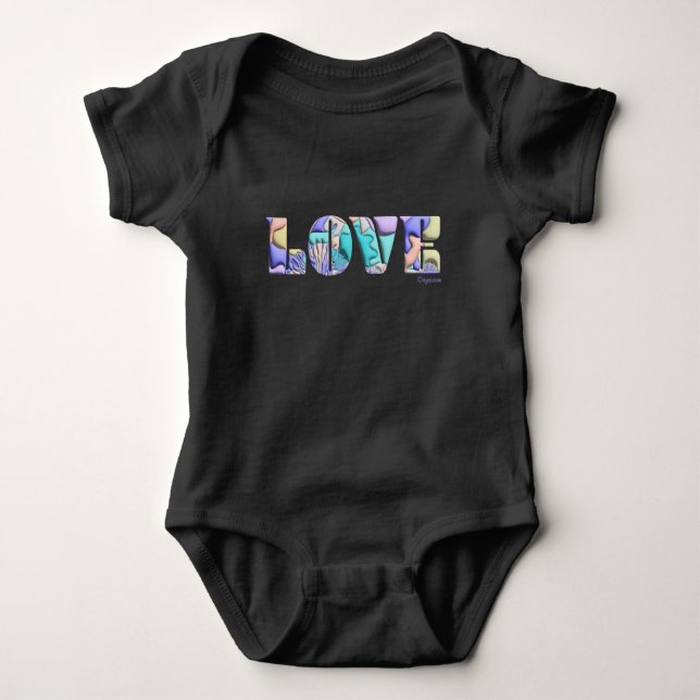 Body Para Bebê LOVE Gráfico moderno 3D exclusivo, preto Legal (Frente)
