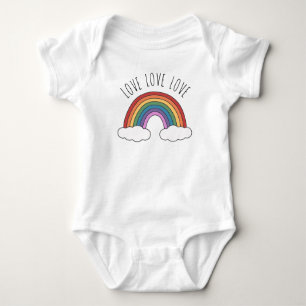 Body Para Bebê Love Love Love Rainbow