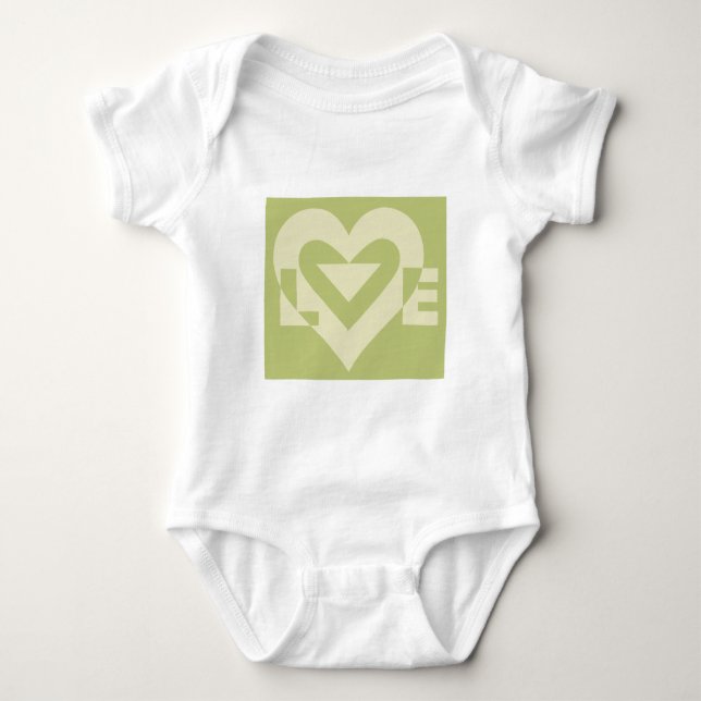 Body Para Bebê Love Two-Tone Sage Green (Frente)