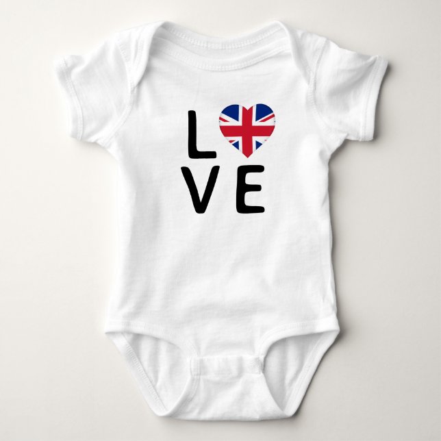 Body Para Bebê Love - United Kingdom Flag (Frente)