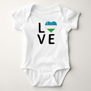 Body Para Bebê Love - Uzbequistão Flag