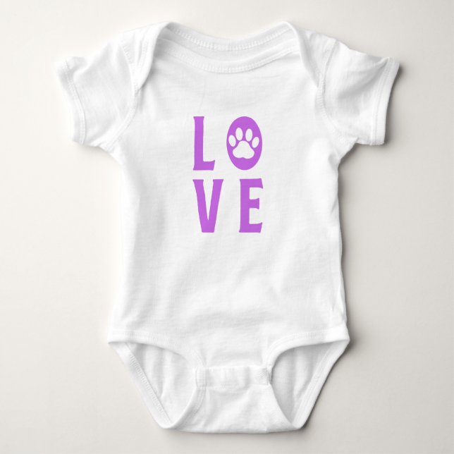 Body Para Bebê Love with Paw Print (Cats, Cães, Animais De Compan (Frente)