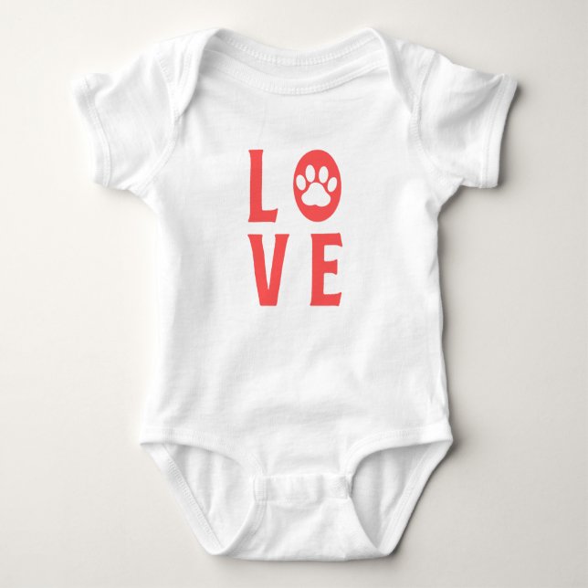 Body Para Bebê Love with Paw Print (Cats, Cães, Animais De Compan (Frente)