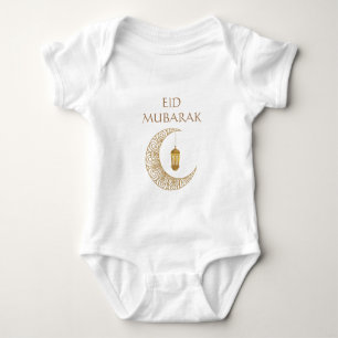 Body Para Bebê Lua Crescente Dourada & Lanterna Eid Mubarak Islâm
