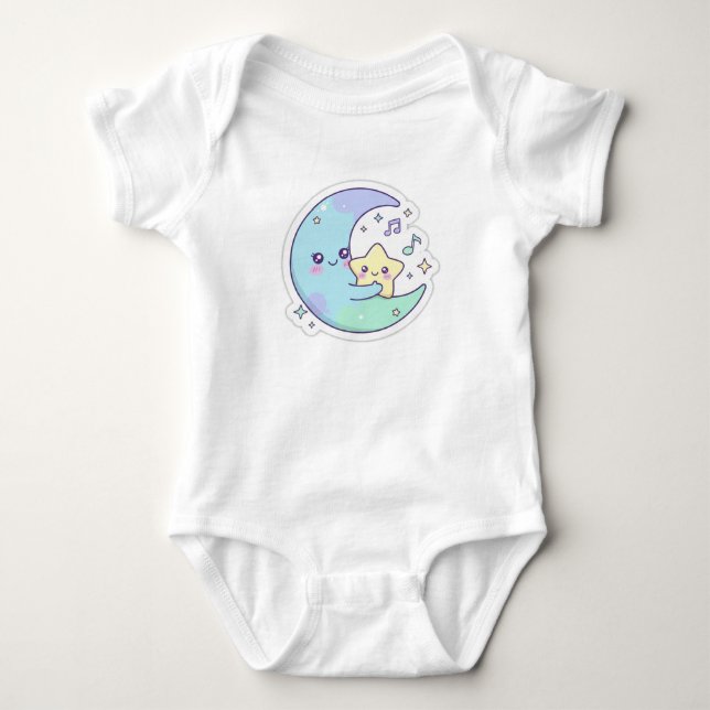 Body Para Bebê Lua e Estrelas Adormecidas  (Frente)