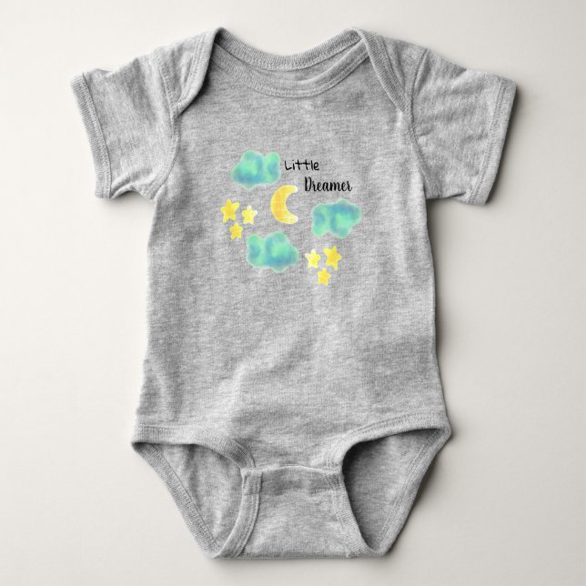 Body Para Bebê Lua e estrelas de "pequeno sonho" aquáticas (Frente)