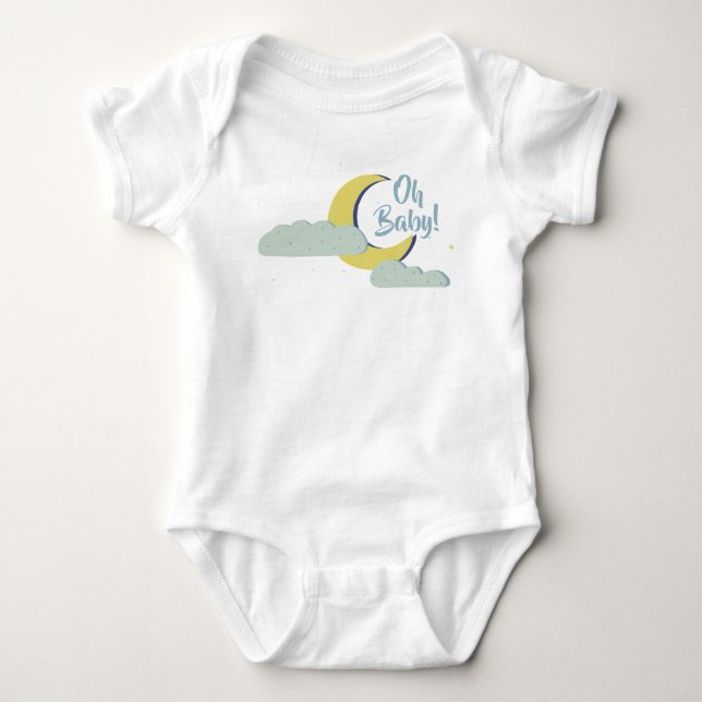 Body Para Bebê Lua e nuvens desenhadas na mão (Frente)