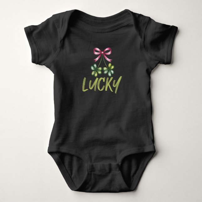 Body Para Bebê Lucky St Patrick's Coquette Laço (Frente)