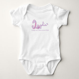Body Para Bebê Lydia dá nome para a letra L monograma
