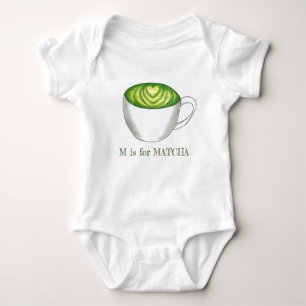 Body Para Bebê M é para MATCHA Green Tea Latte Alphabet - Letra