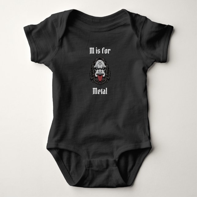 Body Para Bebê M is for Metal Metalhead (Frente)