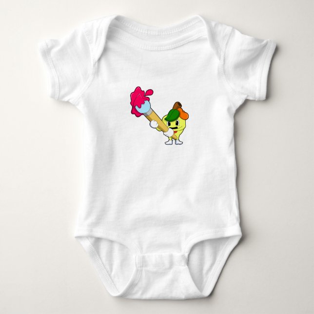 Body Para Bebê Maçã como Pintor com Pintor (Frente)
