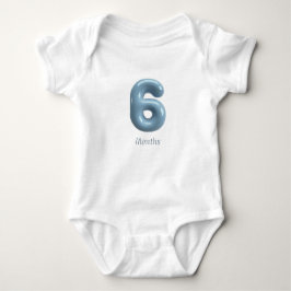Body Para Bebê Macacão Azul 3D Número 6 para Bebê de 6 Meses