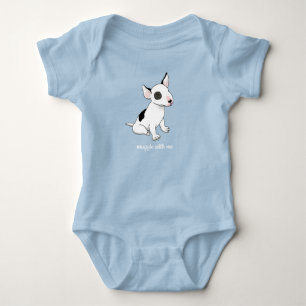 Body Para Bebê Macacão azul bebê com filhote de bull terrier bran