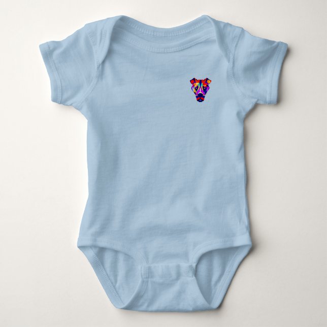 Body Para Bebê macacão azul bebê do cachorro de Alexander bolso (Frente)