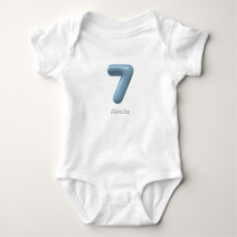 Body Para Bebê Macacão Azul de Bebê Número 3D 7 - 7 Meses