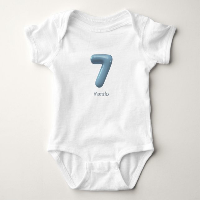 Body Para Bebê Macacão Azul de Bebê Número 3D 7 - 7 Meses (Frente)