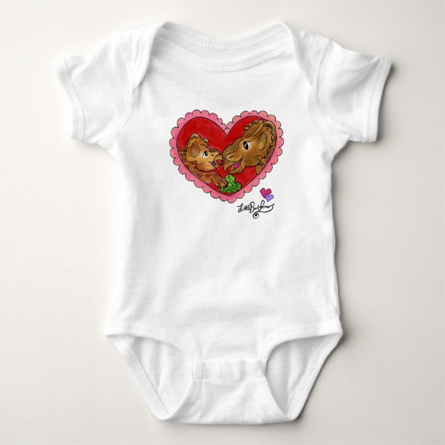Body Para Bebê Macacão Azul de Dinossauro Bebê Mãe e Filha (Frente)