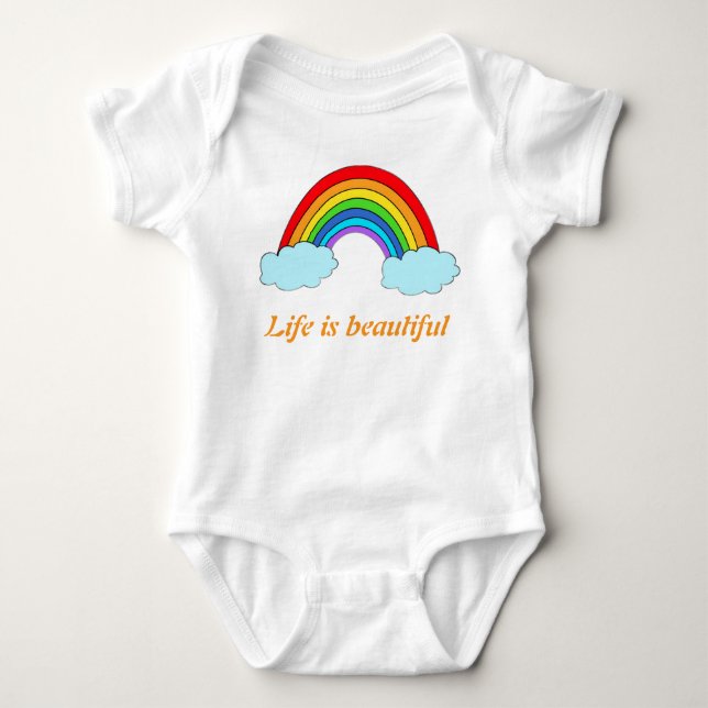 Body Para Bebê Macacão Bebê Arco-Íris Personalizado | Nome Person (Frente)