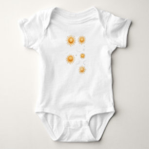 Body Para Bebê Macacão Bebê Sol Lua Estrelas Dourado Celestial