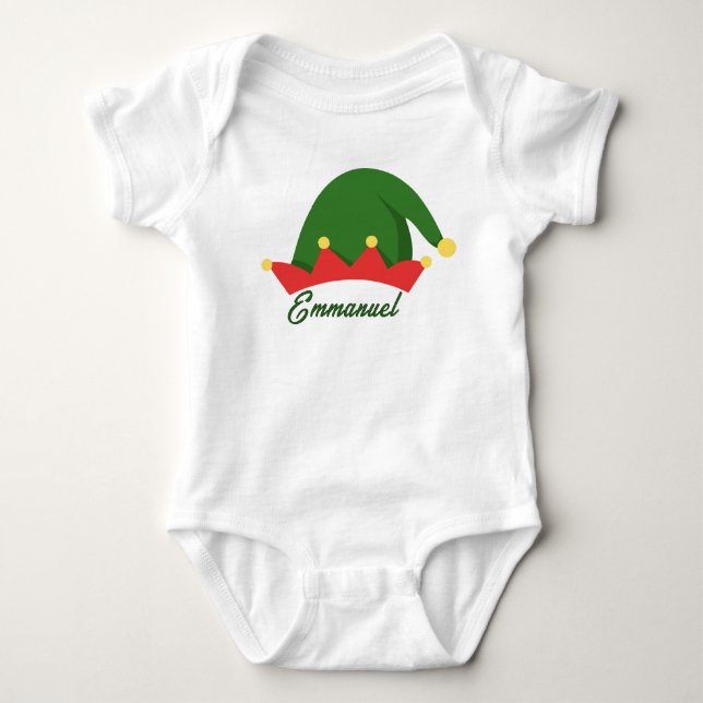 Body Para Bebê Macacão com Chapéu de Elfo (Frente)