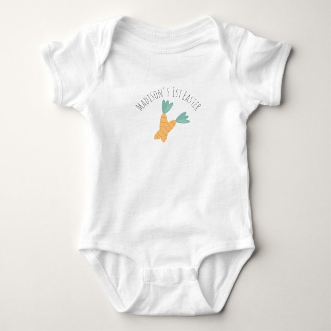 Body Para Bebê Macacão de Bebê Cenouras do Primeiro Páscoa do Beb (Frente)