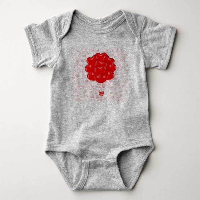 Body Para Bebê Macacão de Bebê com Floral Vermelho Artístico - Fo (Frente)