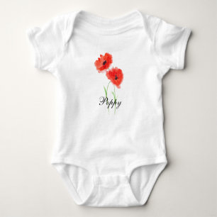 Body Para Bebê Macacão de bebê com pintura de papoulas vermelhas 