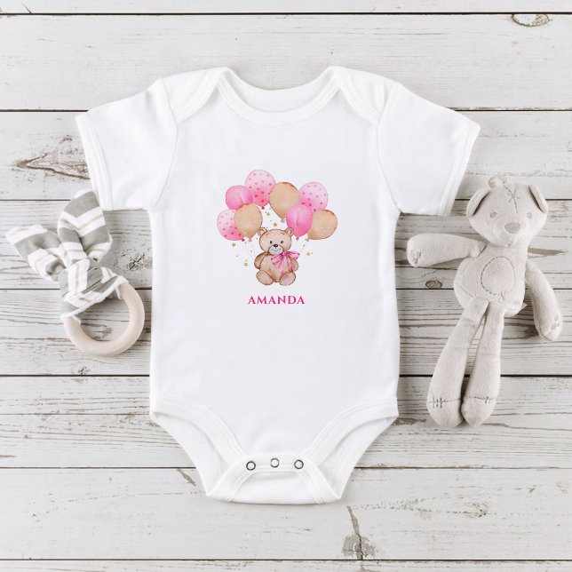 Body Para Bebê Macacão de bebê com ursinho de pelúcia e balões co (Criador carregado)