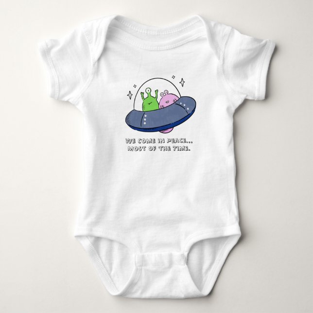 Body Para Bebê Macacão de Bebê Espacial Bonito com Alienígenas Gê (Frente)