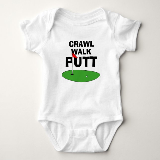 Body Para Bebê Macacão de bebê fofo de golfe Crawl Walk Putt (Frente)