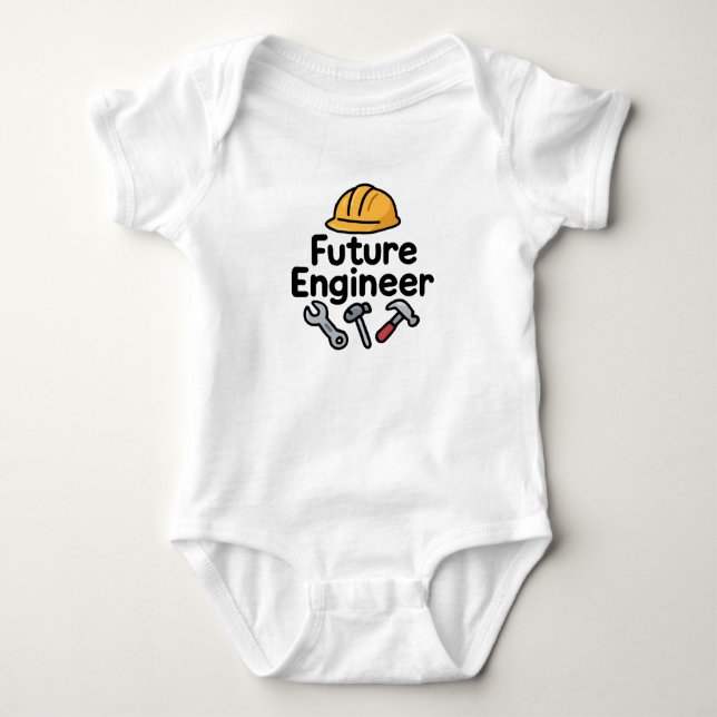 Body Para Bebê Macacão de Bebê 'Futuro Engenheiro' com Capacete e (Frente)