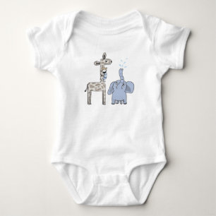 Body Para Bebê Macacão de Bebê Girafas Azuis Fofas - Caprichoso
