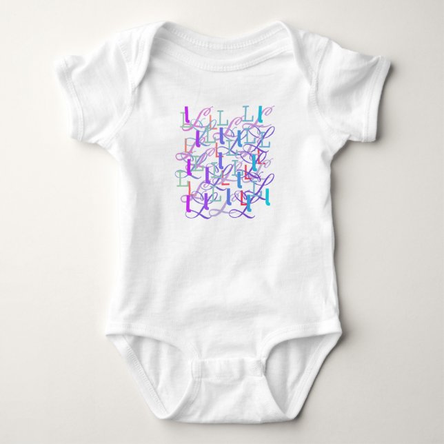 Body Para Bebê Macacão de Bebê "L" Confete de Letras (Frente)