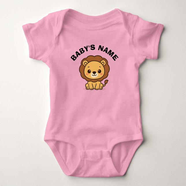 Body Para Bebê Macacão de Bebê Leão Fofo Personalizado (Frente)