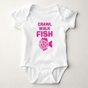 Body Para Bebê Macacão de bebê menina de pesca engraçada Crawl Wa