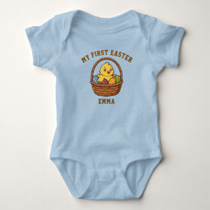 Body Para Bebê Macacão de Bebê Meu Primeiro Pintinho de Páscoa   