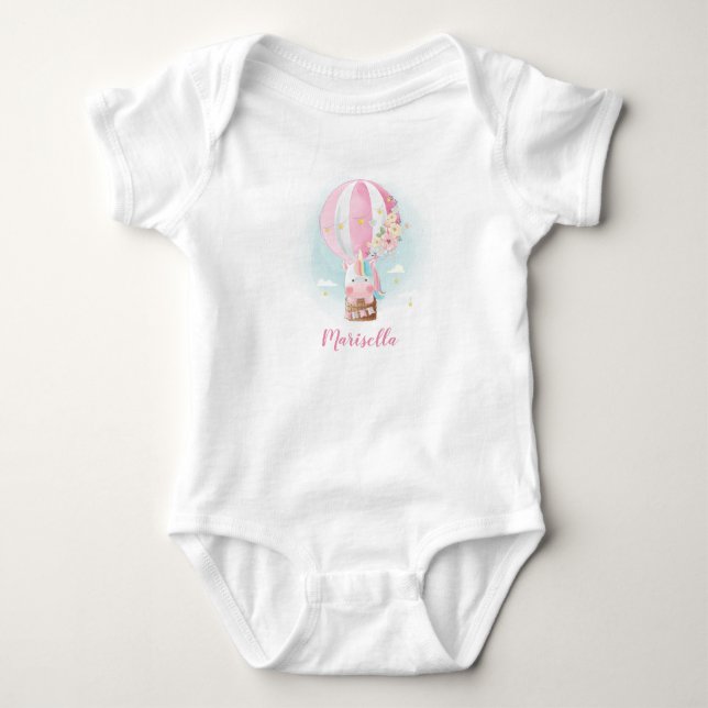 Body Para Bebê Macacão de Bebê Nome Unicórnio em Balão (Frente)