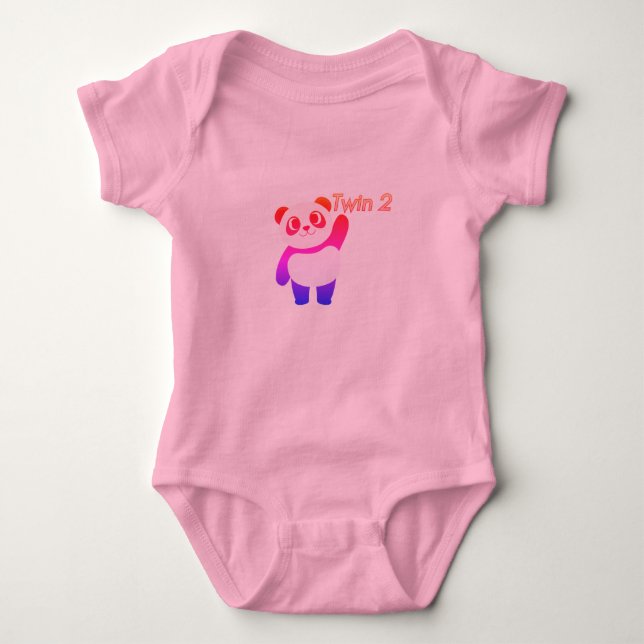 Body Para Bebê Macacão de Bebê Panda Fofo Gêmeos | Gêmeos Recém-N (Frente)
